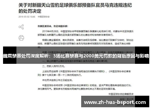 魏震禁赛处罚深度解析:3场比赛禁赛与2000美元罚款的背后原因与影响 魏震禁赛处罚深度解析:3场比赛禁赛与2000美元罚款的背后原因与影响